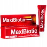 Maxibiotic in the form of an ointment, applied to the skin, is an antibacterial agent.