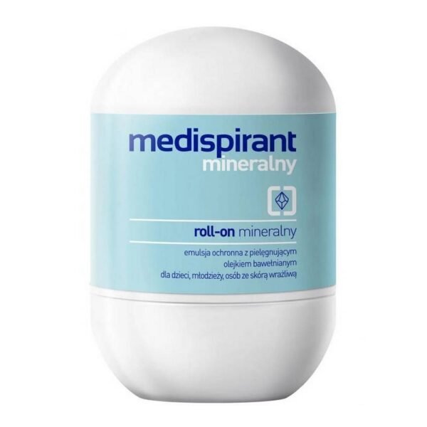 Medispirant mineralny roll-on It provides protection against perspiration and cares for the thin and sensitive skin under the arms.