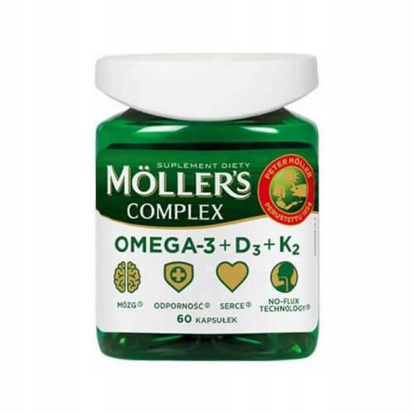 Mollers Complex   – food supplement that contains a high daily dose of vitamin D3, but also an optimal amount of omega-3 fatty acids. The product is intended for adults.