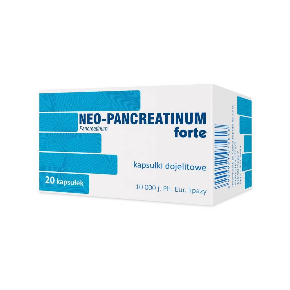 neo pancreatinum forte 20 kapsulek Neo-Pancreatin Forte is a drug in the form of enteric capsules containing pancreatin, which facilitates the digestion of proteins, sugars and fats.