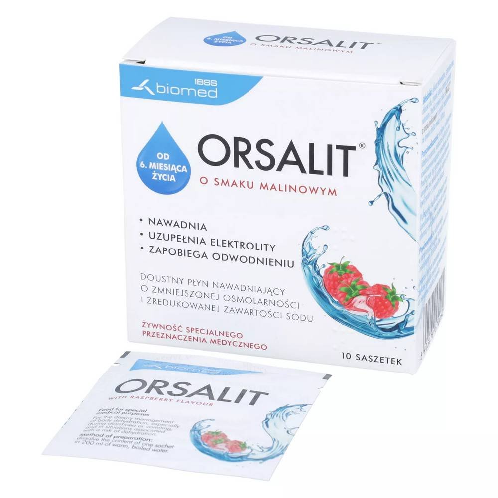 orsalit malinowy saszetki 10 sztuk Orsalit malinowy es un producto de hidratación eficaz que reduce el riesgo de complicaciones derivadas de la diarrea y los vómitos.