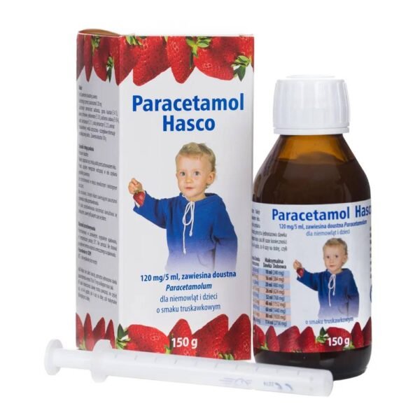 Paracetamol Hasco, an oral suspension with antipyretic and analgesic properties, intended for use in infants and children.