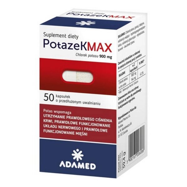 Potazek MAX –   food supplement with ingredients   that  meet  the  body's potassium needs . The product is intended for adults.