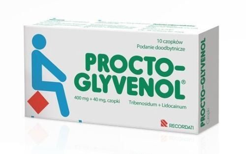 RECORDATI PROCTO-GLYVENOL SUPPOSITORIES FOR HEMORRHOIDS 10 PCS