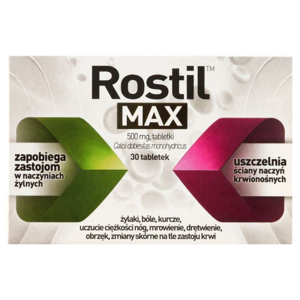 ROSTIL MAX, 500 MG, TABLETS, 30 PCS. VARICOSE VEINS, HEMORRHOIDS