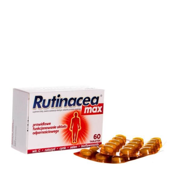 Rutinacea max is a dietary supplement containing vitamin C, rutoside, citrus bioflavonoids, as well as zinc and selenium, which support the proper functioning of the immune system.