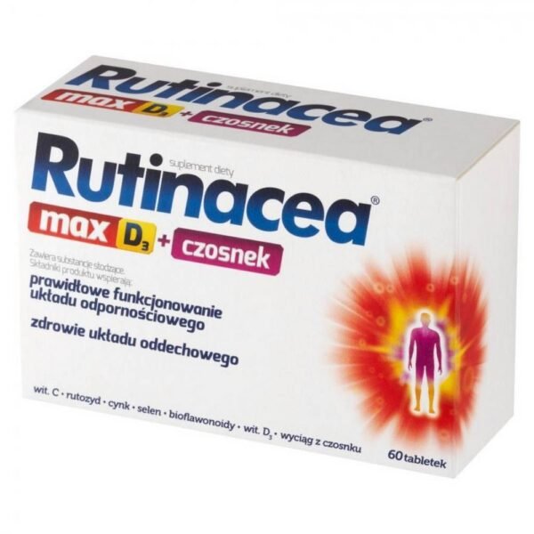 Rutinacea Max D3 + Garlic is a dietary supplement in tablet form containing ingredients that support the proper functioning of the immune system.