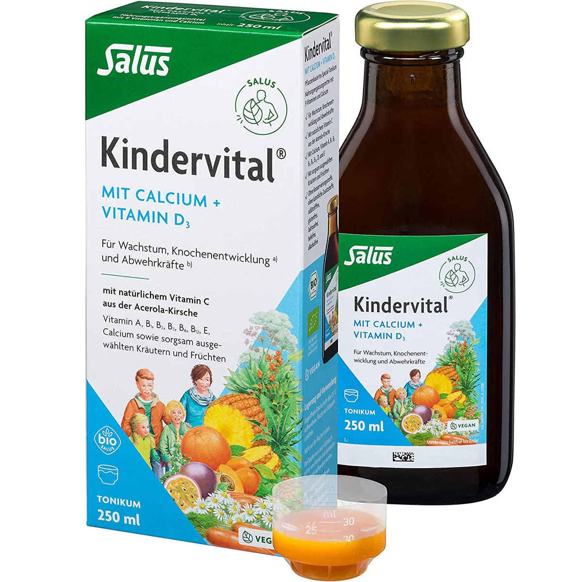 SALUS PHARMA KINDERVITAL WITH CALCIUM VIATMIN D3 JUICE (250ML)