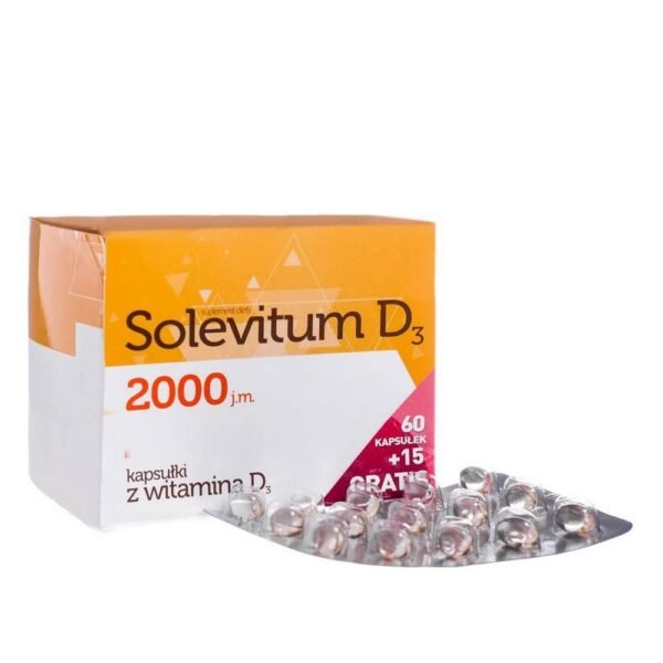 Solevitum D3 1000 capsules (pack: 75 pcs.) is a dietary supplement with vitamin D3, which is necessary for maintaining sufficient density of bones and teeth.