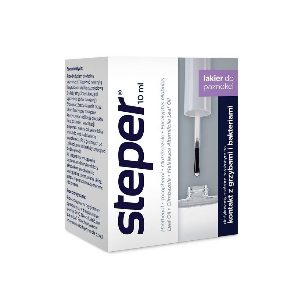 steper lakier do paznokci leczniczy 10ml Лечебный лак для ногтей Steper обеспечивает не только уход, но и защиту от грибковых и бактериальных инфекций.