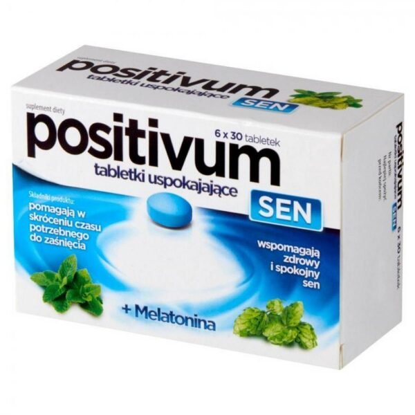 Positivum Sen is a dietary supplement containing a combination of natural plant ingredients and melatonin, which has a calming effect.