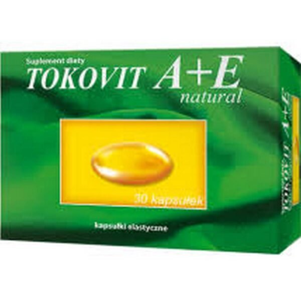 Tokovit A + E natural   – dietary supplement containing vitamin E and vitamin A. The product is intended for adults.