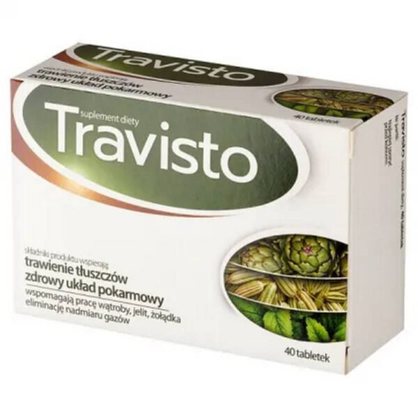 Travisto is a dietary supplement for adults in tablet form that supports digestive health.