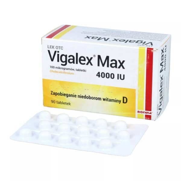 Vigalex Max 4000 IU (international units) contains cholecalciferol, a substance similar to vitamin D, produced in the human body under the influence of solar radiation.