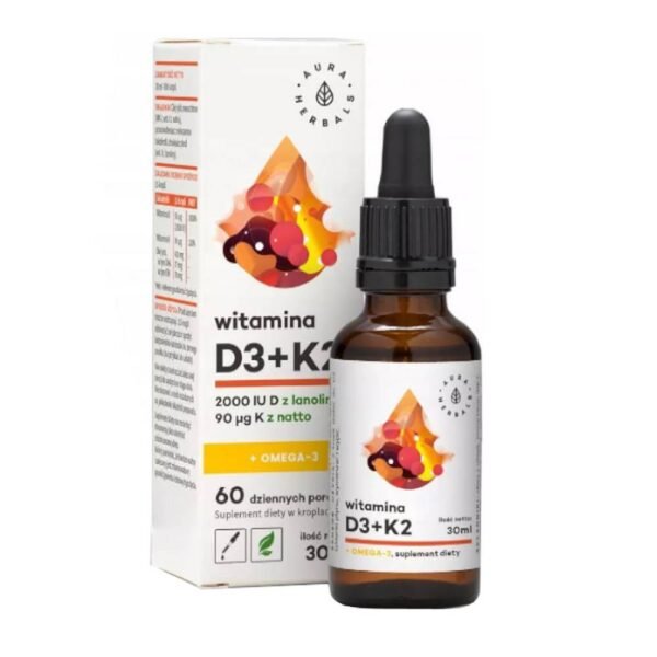 Vitamin D3 (2000 IU) + K2 + Omega-3   – food supplement that contains natural ingredients without artificial additives. The product is intended for adults.
