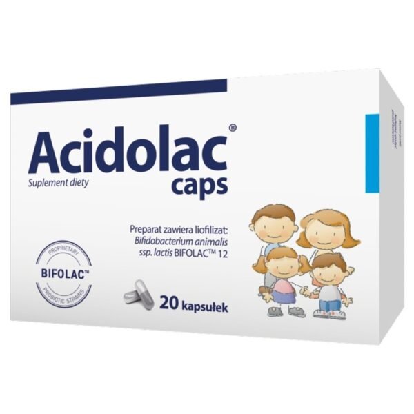Acidolac caps is a dietary supplement containing lyophilized cultures of lactic acid bacteria Bifidobacterium Animalis ssp Lactis BIFOLAC 12.