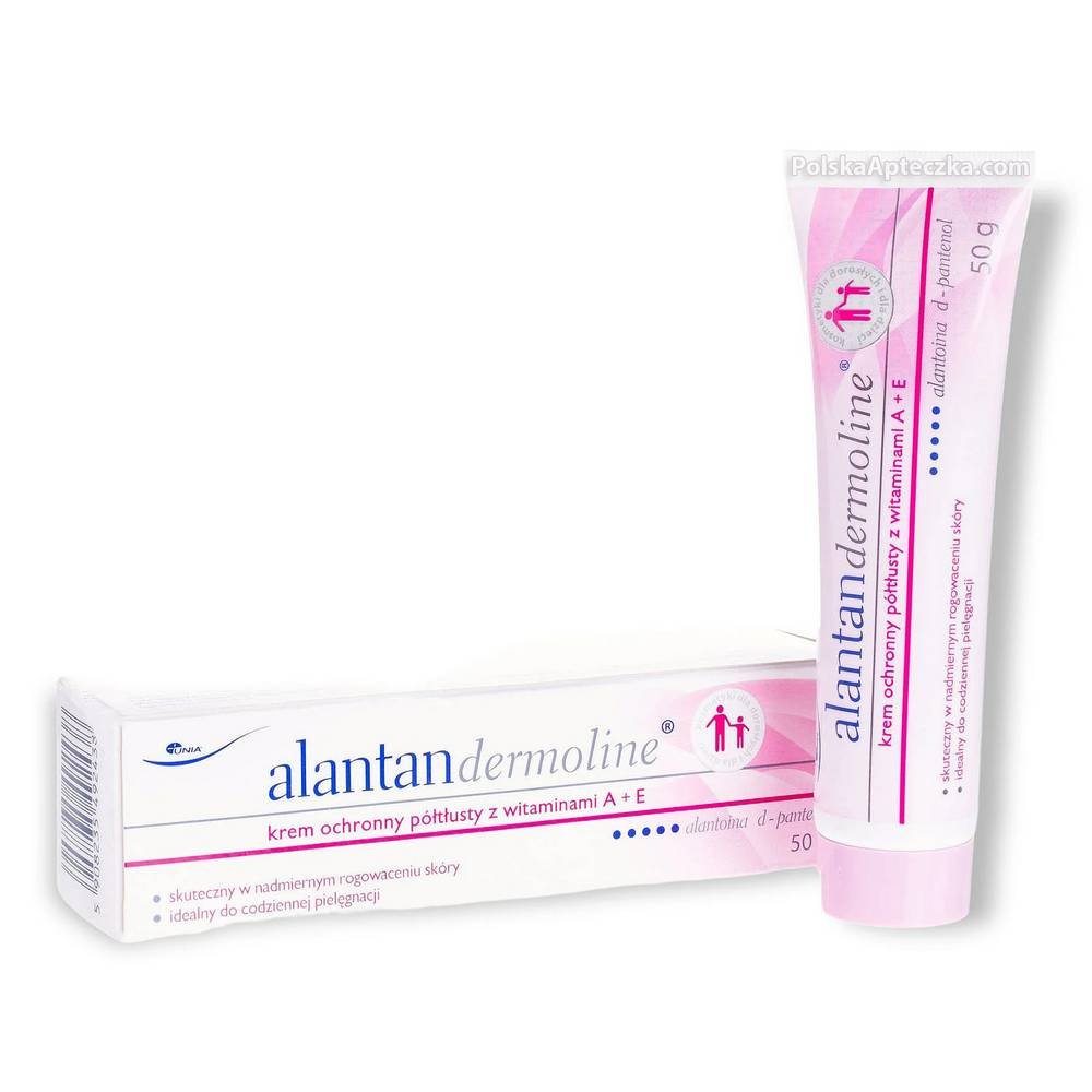 alantan dermoline krem poltlusty z witaminami ae 50g Alantandermoline semi-fat protective cream with vitamins A+E for skin care of children and adults.
