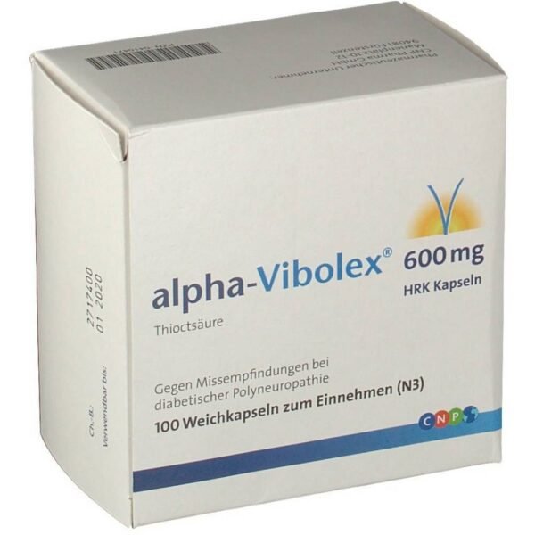Alpha Vibolex 600 mg HRK is used for paresthesia in diabetic nerve damage (polyneuropathy).