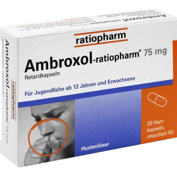 Ambroxol 75mg cough expectorant for mucus-dissolving treatment of acute and chronic diseases of the bronchi and lungs with thick mucus.