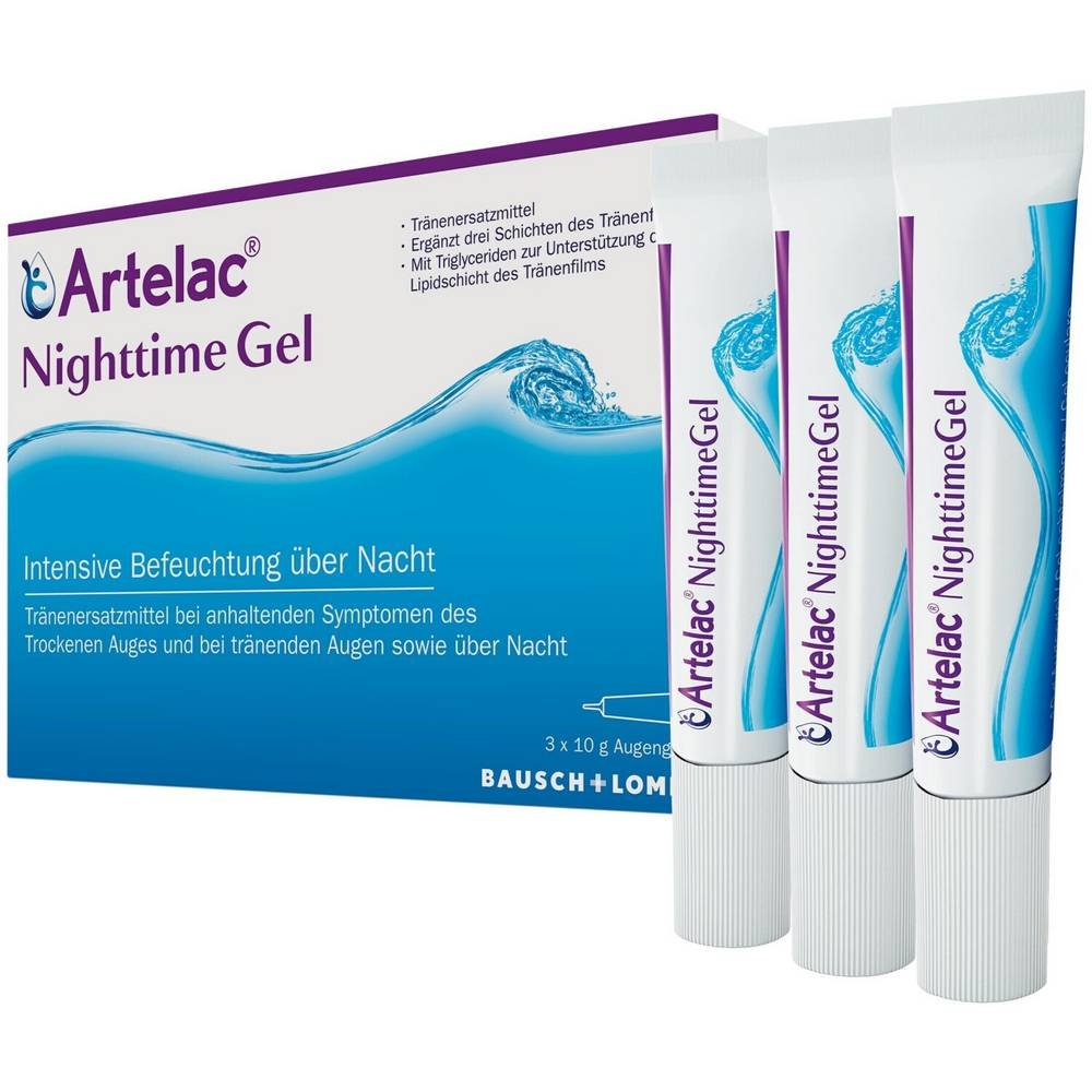 artelac nighttime gel nightime 3 x 10 g Artelac — это насыщенный гель для интенсивного ухода и увлажнения в ночное время.
