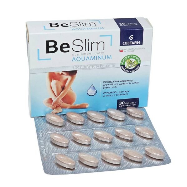 Be Slim Aquaminum contains extracts of nettle herbs, green tea, grapes, dandelion, bladderwort and prickly pear, which help remove excess water from the body.