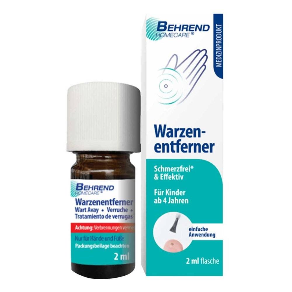 behrend warzenentferner flussig 2ml BEHREND HOMECARE ® is a medical preparation for the treatment of common warts (verruca vulgaris).