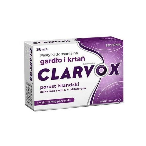 CLARVOX blackcurrant tablets are intended for people who experience: sore throat and hoarseness, dry mouth, irritation of the larynx and vocal cords.