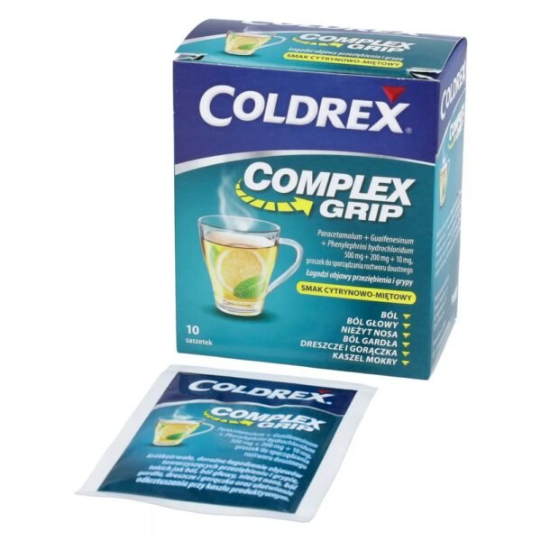 Coldrex Complex Grip Sachet, in the form of sachets dissolved in water, is indicated for short-term, specific relief of symptoms associated with colds and flu, such as pain, headache, rhinitis, sore throat, chills and fever, as well as relief from expectoration. productive cough.