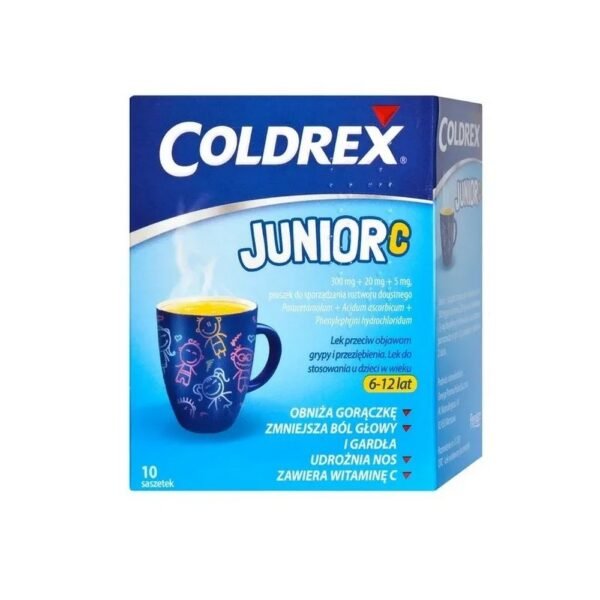 Coldrex Junior S is a drug with analgesic and antipyretic properties that relieves cold symptoms in children aged 6–12 years.