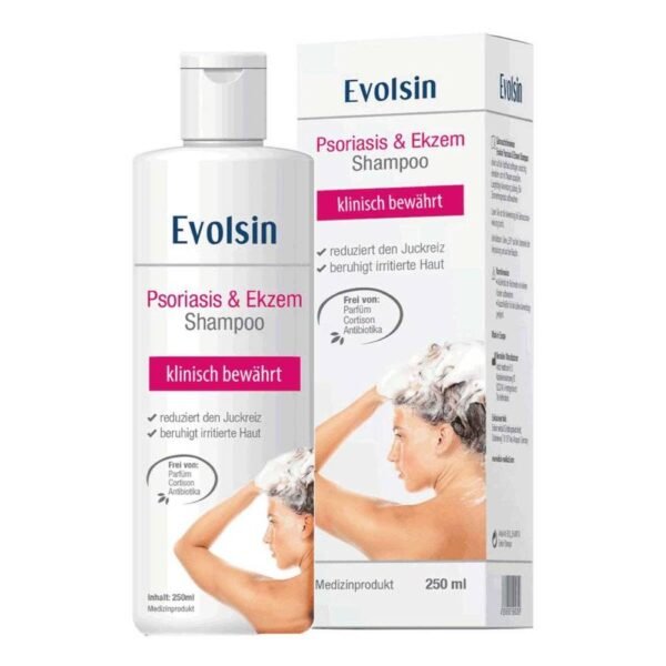 Evolsin Psoriasis & Eczema shampoo is available and used to treat the skin.