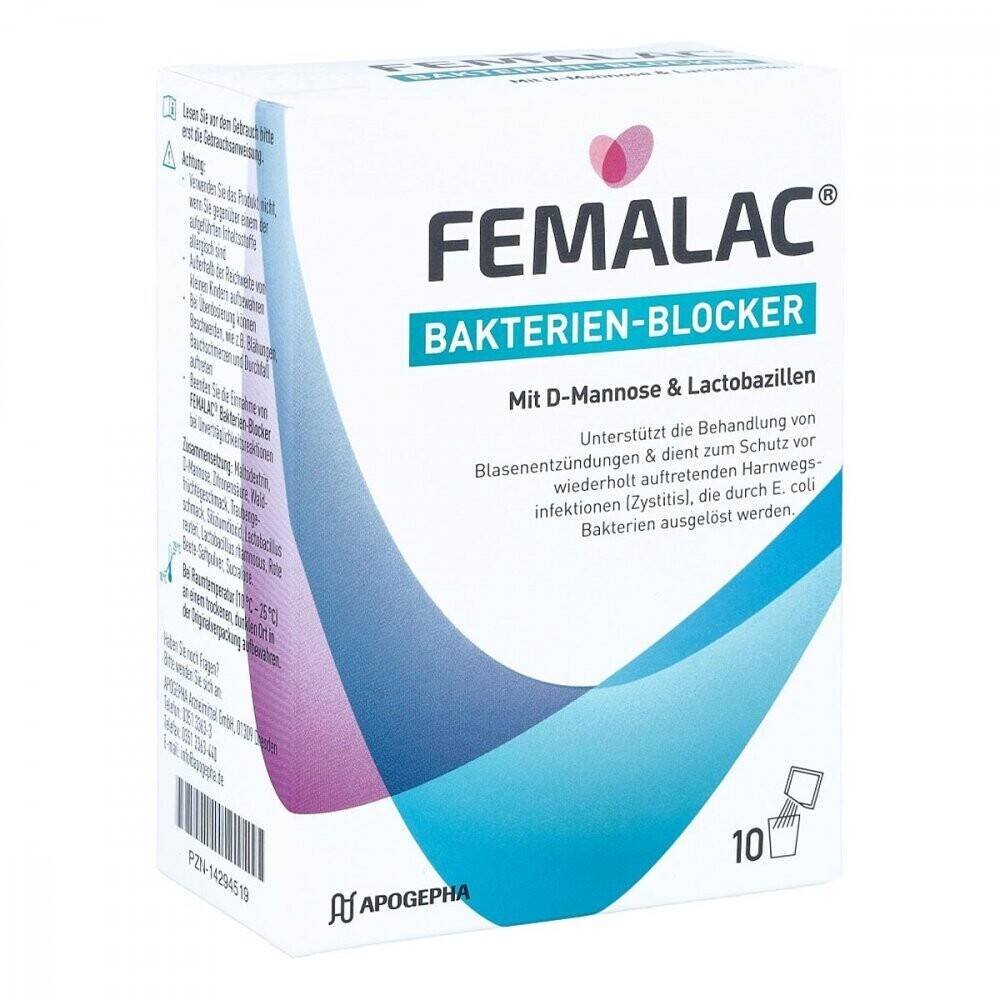 femalac bakterien blocker beutel 10 stk Femalac Бактериен-Блокатор для помощи при инфекциях мочевого пузыря, вызванных бактериями E. coli, без антибиотиков.