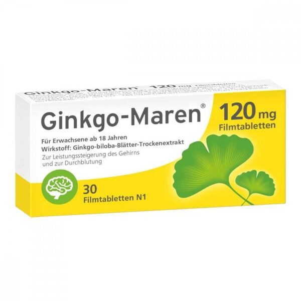 Ginkgo-Maren for the symptomatic treatment of organic disorders of the brain in case of circulatory disorders in case of a decrease or loss of acquired mental abilities (dementia syndrome).