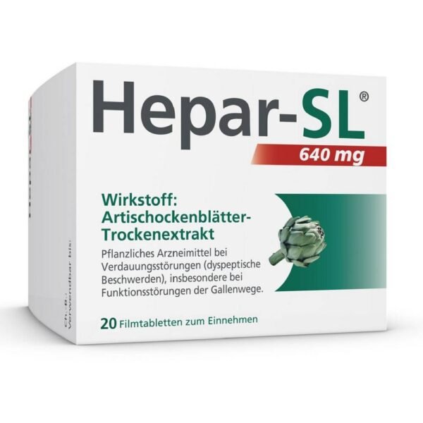 Hepar-SL® 640 mg quickly and reliably relieves digestive problems such as bloating, flatulence, upper abdominal pain, nausea and vomiting, and promotes the digestion of difficult-to-digest dietary fats.