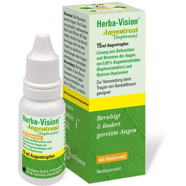 Herba Vision Augentrost is suitable for moisturizing the eyes, especially when wearing hard and soft contact lenses.