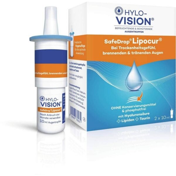 Hylo-Vision Safedrop Lipocur moisturizing and protective eye drops.