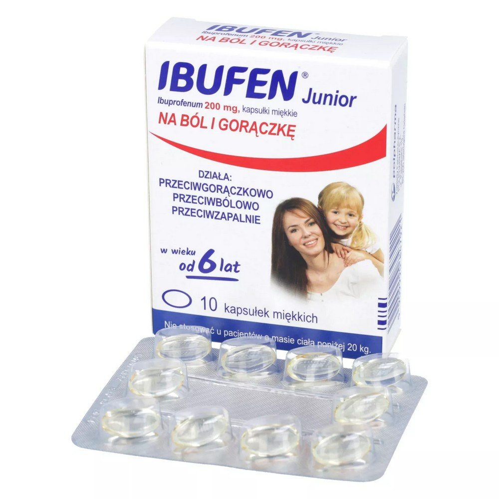 ibufen junior 200mg 10kaps Ibufen Junior a des effets analgésiques, antipyrétiques et anti-inflammatoires.