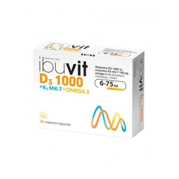 Ibuvit D3 1000+K2 MK-7 Omega-3 is a dietary supplement intended for children over 6 years old, adolescents and adults.