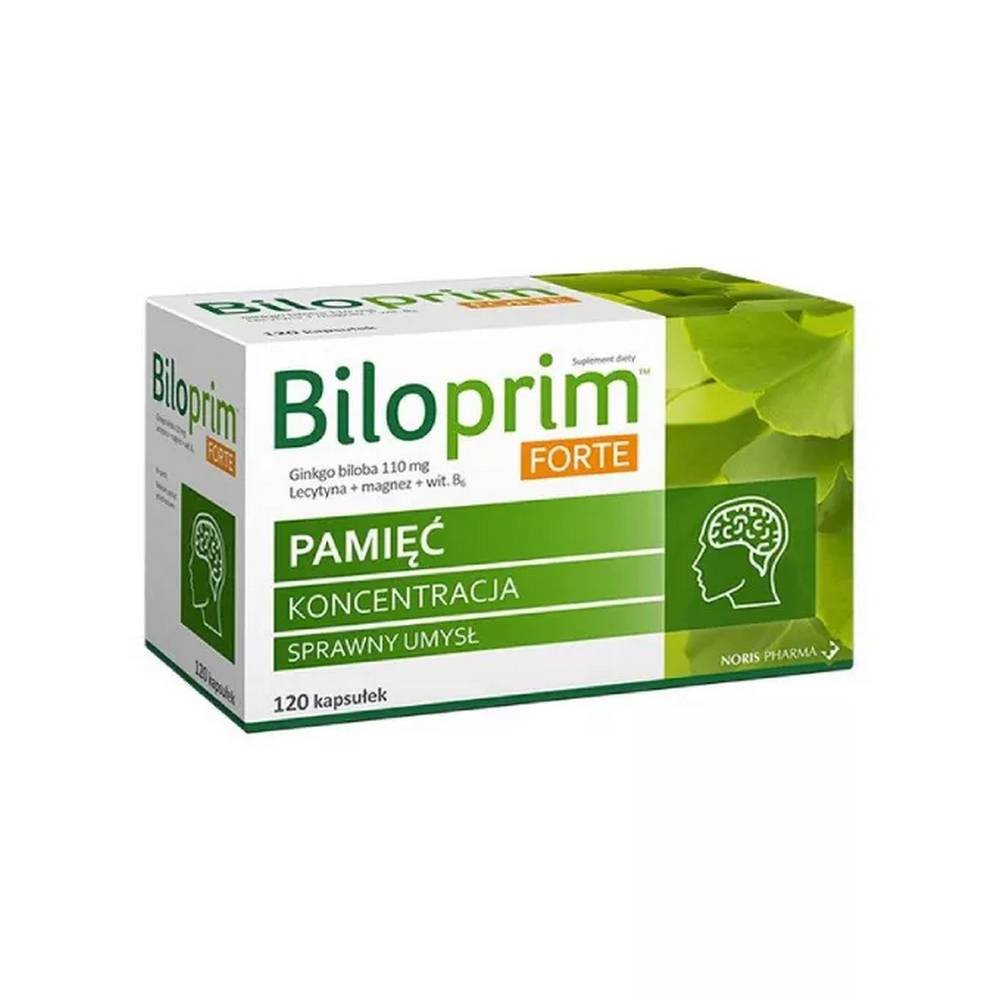 kapsulki biloprim forte 120 szt BILOPRIM Forte is a drug intended for adults, especially the elderly or those burdened by excessive stress or mental effort, with reduced ability to remember and concentrate.