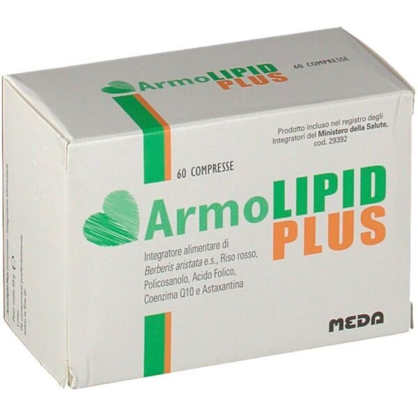 Armolipid Plus is an anti-cholesterol supplement that contains Berberis aristata extract, fermented red rice, policosanol, folic acid, coenzyme Q10 and astaxanthin.