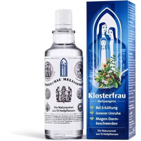 Klosterfrau Melissengeist is a special natural medicine with a unique, distinctive composition of 13 medicinal plants, can be used for colds, inner anxiety and gastrointestinal disorders.