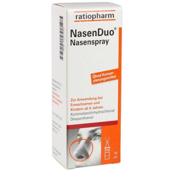 Nasenduo nasal spray has an anti-edematous effect and has a local effect on the nasal mucosa, heals damaged skin and mucous membranes.