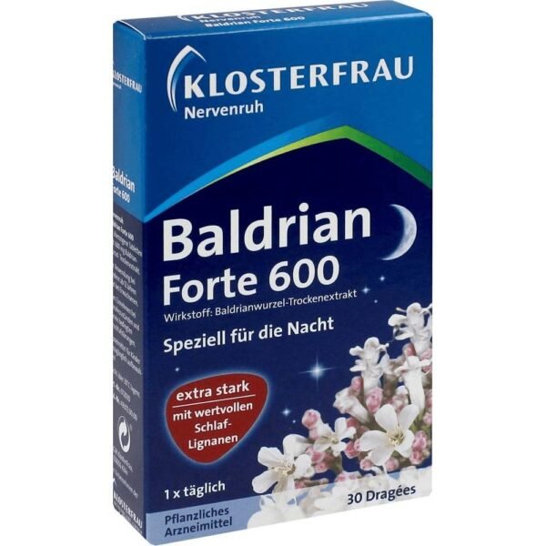 Klosterfrau Valerian forte 600 Nerve Rest tablets help with nervous problems with falling asleep.