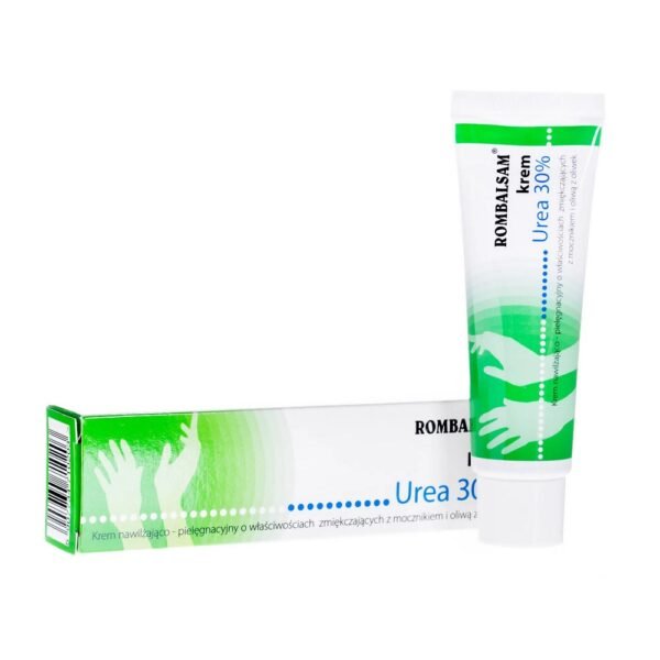 Rombalsam Urea 30% moisturizing and caring cream with emollient properties, with urea and olive oil, eliminates the feeling of dry skin, retains water in the skin, and also takes care of its fresh and aesthetic appearance and nourishes it.