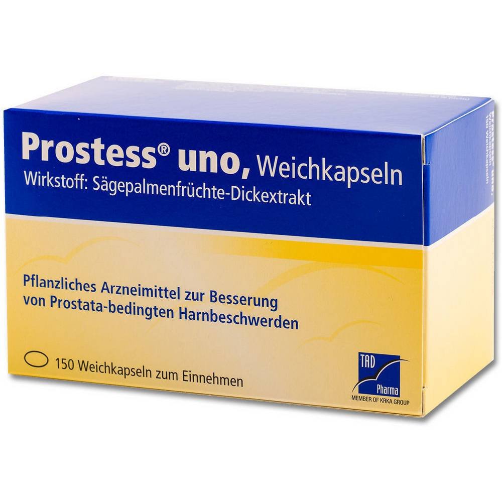 prostess uno kapseln 150 stk Prostess Uno – это растительное лекарственное средство для лечения проблем с мочеиспусканием, связанных с простатой.