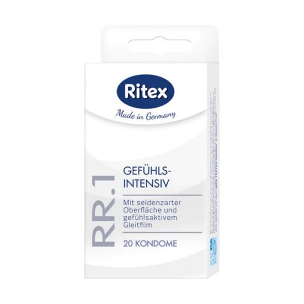 Ritex RR.1 condoms for a natural feeling experience. The silky-soft surface and the sensory lubricating film create a pleasant feeling on the skin and enable intensive sensations.