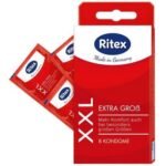 Ritex XXL condoms are extra large and already approx. 200 mm long and 55 mm when unstretched, color transparent, coated with extra lubricant.