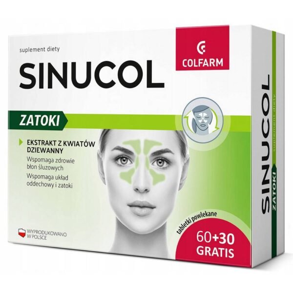 SINUCOL ZATOKI contains herbal extracts: linden, mullein, andrographis paniculata, elderberry and vitamin C, which support the immune system.