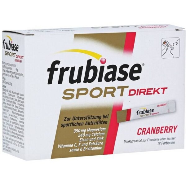 frubiase SPORT DIREKT Cranberry, direct granules combination of minerals, vitamins and microelements, to support sports activities.