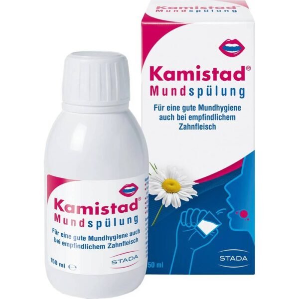 Kamistad® mouthwash as a supplement to daily oral hygiene for sensitive gums and sensitive oral mucosa.
