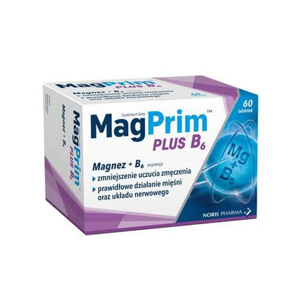 tabletki magprim plus b6 60 szt MAGPRIM Plus B6 is designed specifically for people who want to reduce the feeling of fatigue during the day and provide their diet with adequate levels of vitamins and minerals to support the proper functioning of the muscles and nervous system.